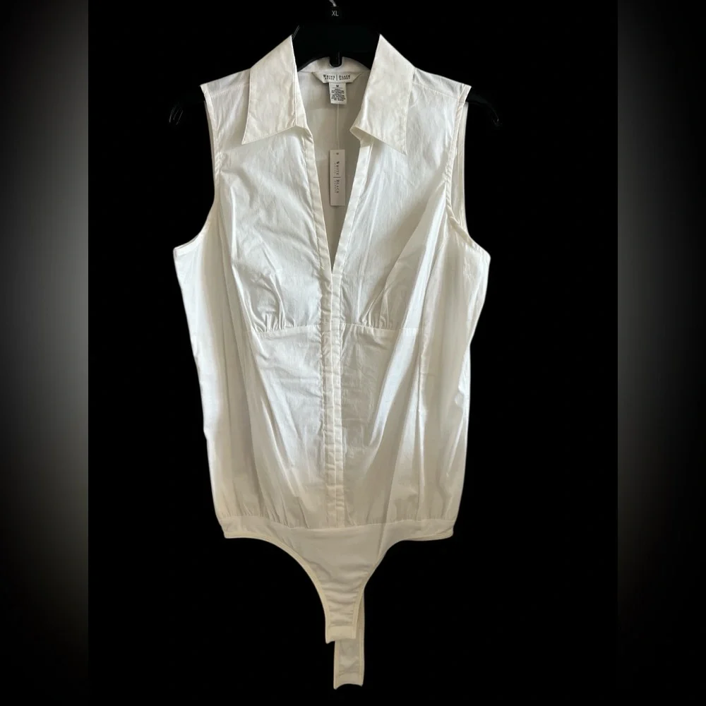 White House Black Market White Collared Bodysuit - Picture 2 of 5